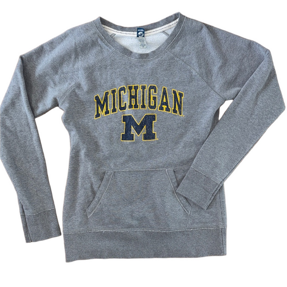 New Agenda Tops - New Agenda Gray Sweatshirt Michigan College Football Size Medium